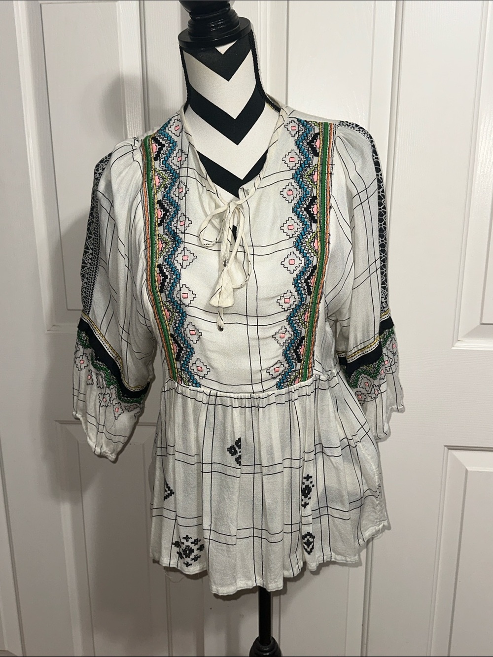 Vineet Bahl Boho Embroidered Peasant Top